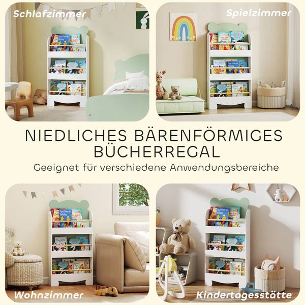 Kinder Bücherregal 311-095V90GN Grün