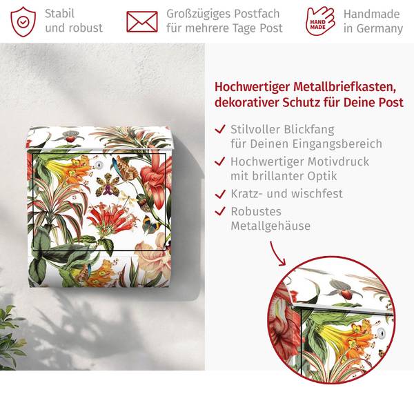 Briefkasten Tropische Blumen Stahl - 39 x 46 x 13 cm