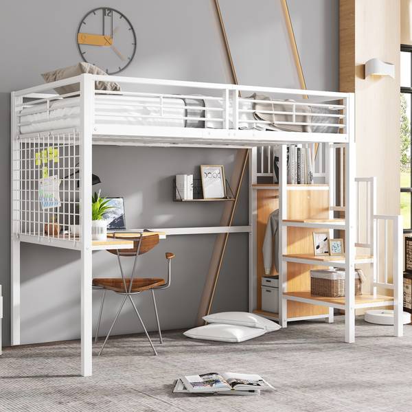 Kinderbett K-537 Weiß - Metall - 90 x 170 x 254 cm