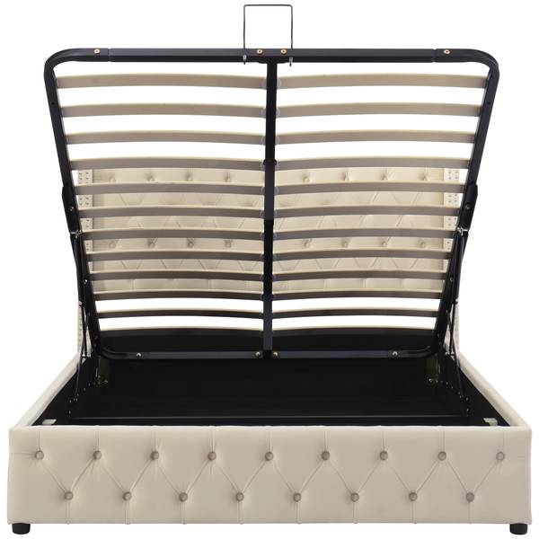 Polsterbett-BB049 Beige - Massivholz - 140 x 95 x 190 cm