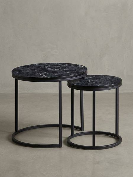 Satztisch MARMIX 2er-Set Schwarz - Holzwerkstoff - 50 x 45 x 50 cm
