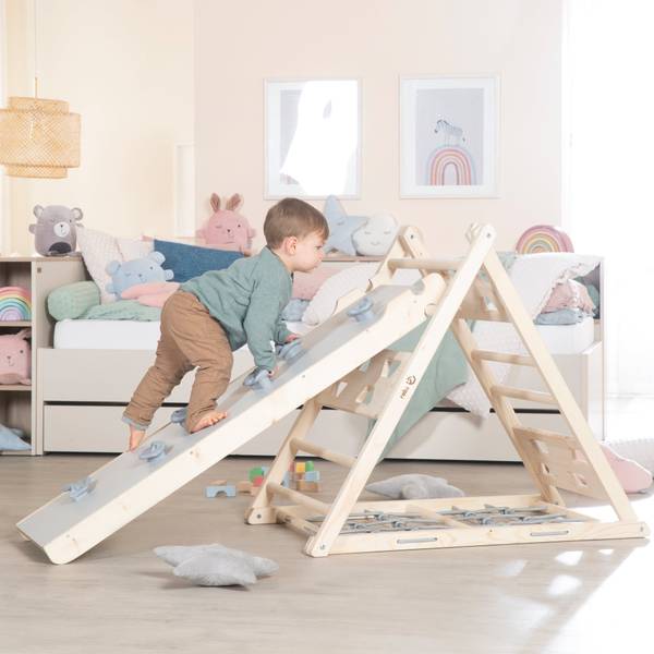 Rutschbrett Montessori Beige - Massivholz - 42 x 10 x 125 cm