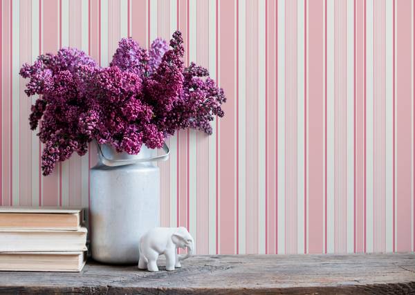 Tapete mit Streifen Izia Pink - Papier - 192 x 280 x 192 cm
