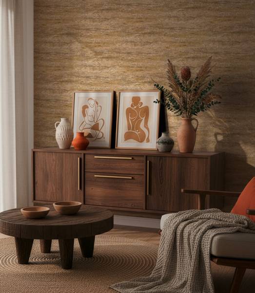 Vliestapete Raw Heritage Stone Beige - Braun - Gelb - Fleece - Vinyl - 53 x 1005 x 1 cm