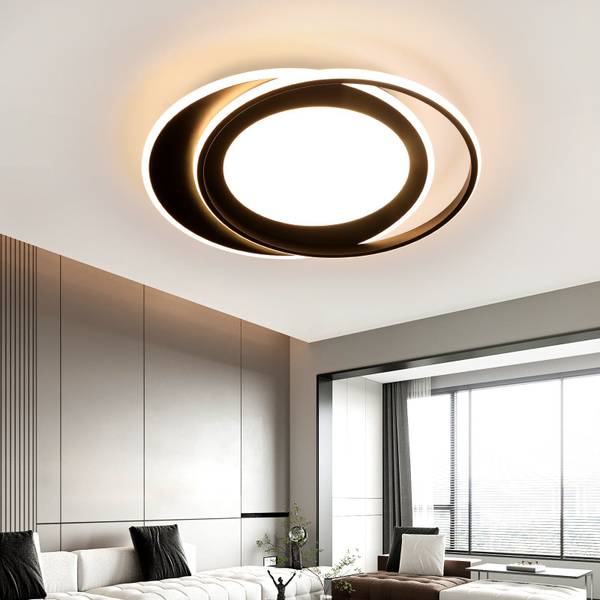 LED Deckenleuchte Sonnensystem Schwarz - Metall - 48 x 7 x 49 cm