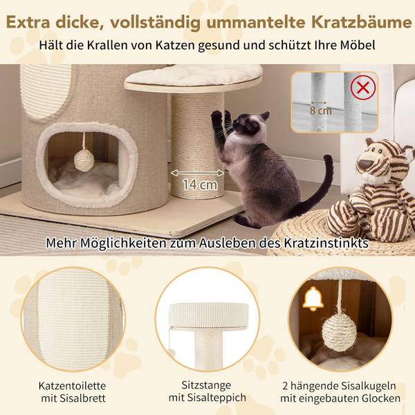Kratzbaum BH32367ZMDE Braun - Kunststoff - 48 x 154 x 58 cm