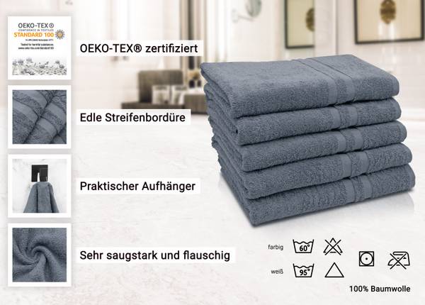 Duschtücher 00000134 5er-Set Grau