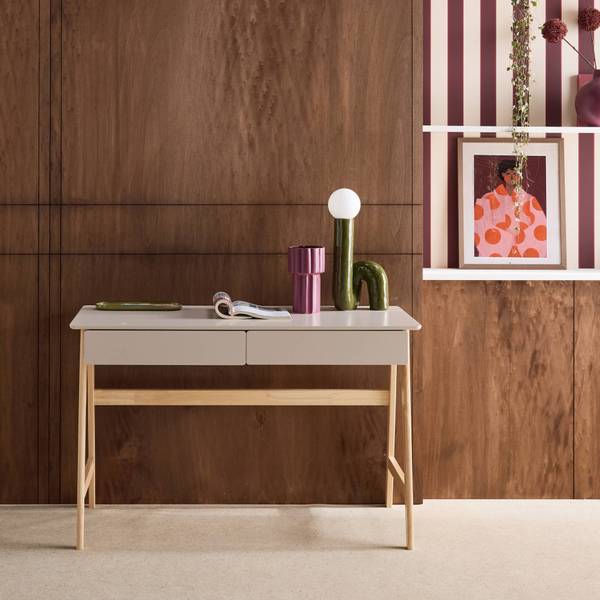 Schreibtisch Tommy Beige - Holz teilmassiv - 55 x 76 x 120 cm