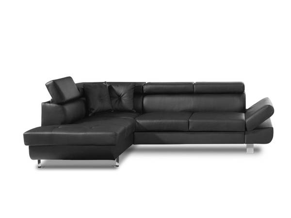 Canapé d'Angle Convertible LISBONA Noir - Tissé à plat - 252 x 89 x 190 cm