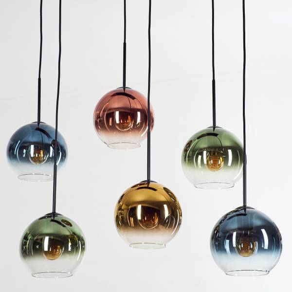 Pendelleuchte Cesaro Blau - Gold - Grün - Aluminium - Klarglas - 26 x 134 x 120 cm