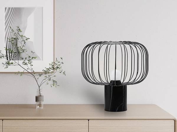 Tischlampe ANDROMAQUE Schwarz - Holz teilmassiv - 26 x 26 x 26 cm