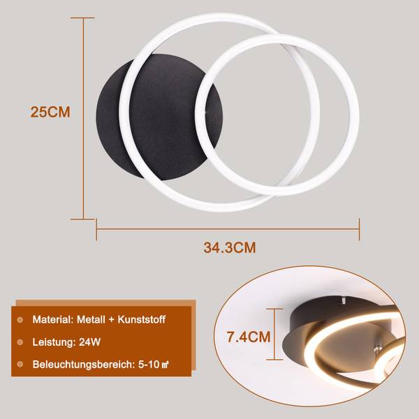 LED Plafondlamp Gallagher zwart