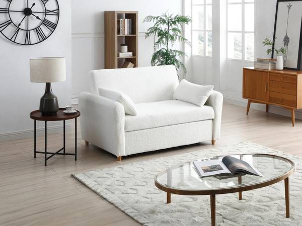 Schlafsofa AYLA Weiß - Textil - 140 x 86 x 87 cm