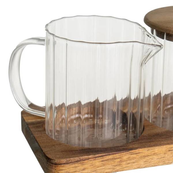 Zuckerdose HH-807053 2er-Set Braun - Bambus - Glas - 17 x 10 x 10 cm