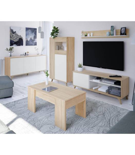 TV-Möbel mit seinem Wandregal Kikua Plus Melamin - 40 x 50 x 135 cm
