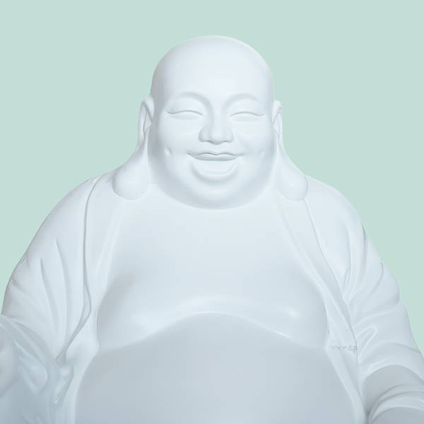 Buddha Figur lachend 45 cm Weiß - Polyresin - 43 x 45 x 43 cm