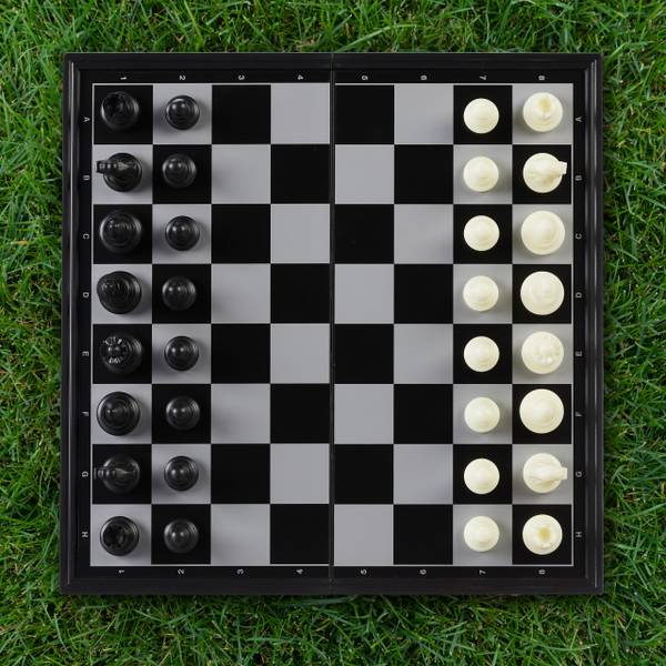 3-in-1 Schachspiel magnetisch Schwarz - Rot - Weiß - PVC - 32 x 2 x 32 cm