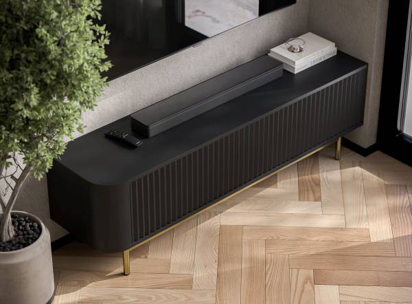TV-Lowboard AURORA Schwarz - Gold