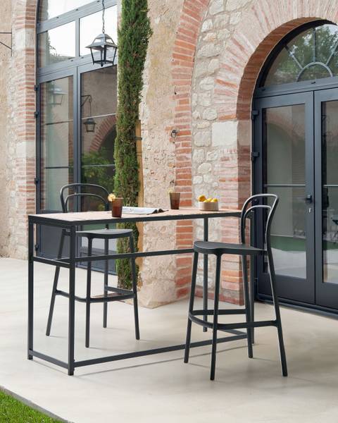 Hocker PORANO 2-tlg Schwarz