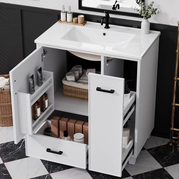 Waschtischunterschrank Eos Ⅰ Weiß - Holzwerkstoff - Porzellan - 47 x 82 x 77 cm