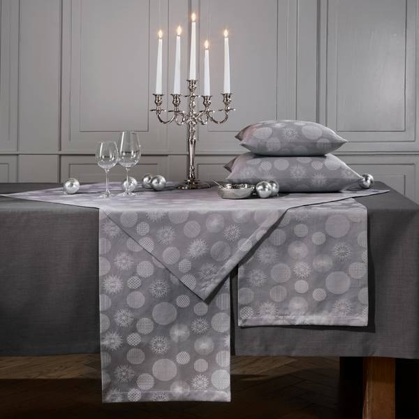 Mitteldecke 210927 Silber - Textil - 80 x 1 x 80 cm