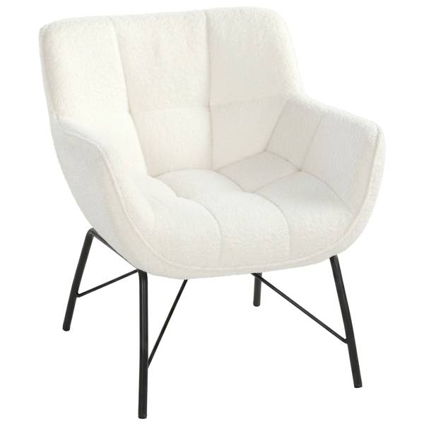 Relaxsessel 83B-764V00CW Weiß - Polyester - Teddystoff - 68 x 79 x 69 cm