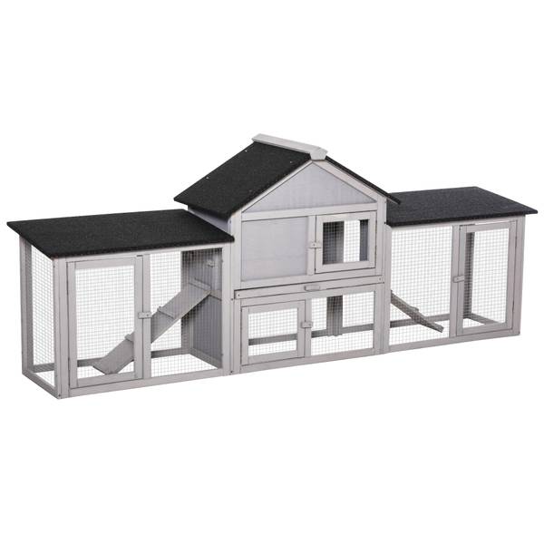 Kleintierstall D51-103GY Grau - Massivholz - 46 x 85 x 210 cm