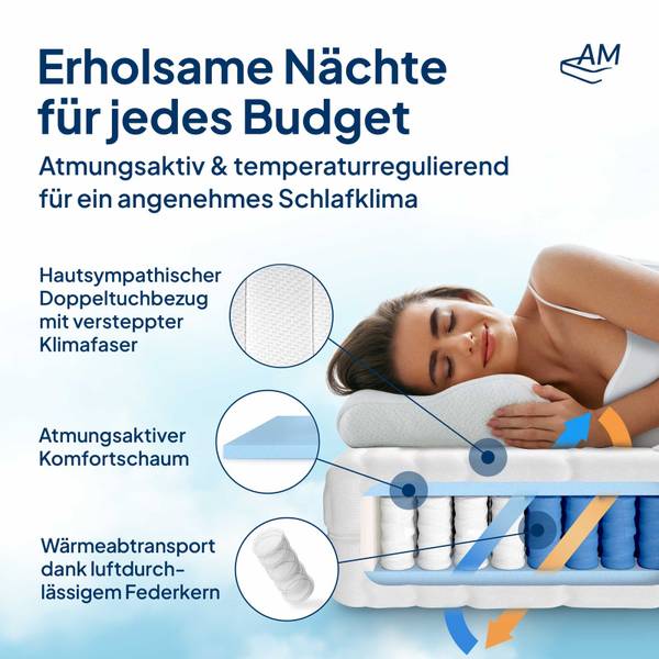 Ergonomische Taschenfederkernmatratze 150 x 20 x 220 cm - H3