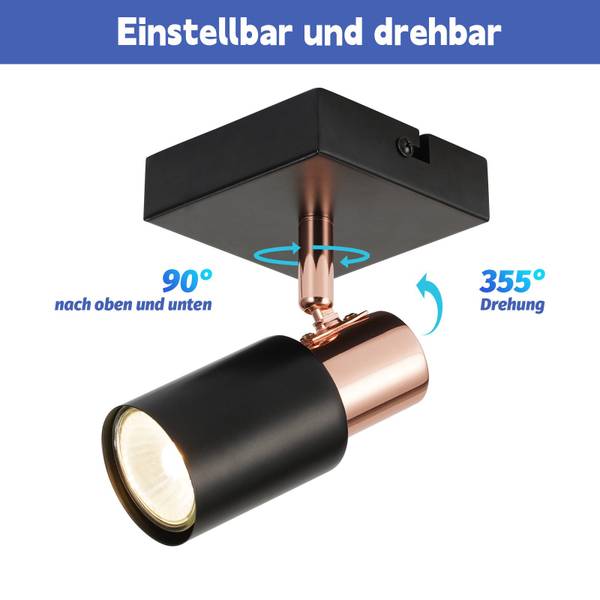 Spot plafond Ahaus 1 ampoules Noir - Métal - 9 x 15 x 9 cm