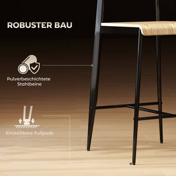 Barhocker 83A-255V00ND 2er Set Braun - Metall - 43 x 103 x 55 cm