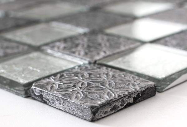 Mosaikfliesen 88-8OP6 Silber - Glas - 30 x 30 x 30 cm