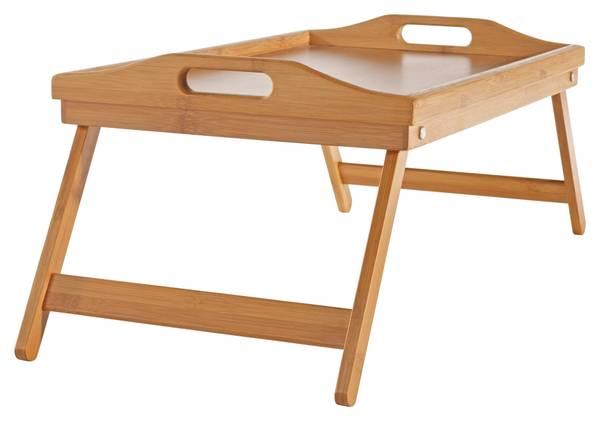Serviertablett BAMBUS Beige - Holzwerkstoff - Kunststoff - 30 x 24 x 50 cm