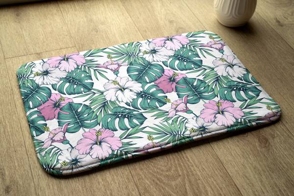 Badteppich Monstera-Blätter Grün - Polyester - 75 x 45 x 75 cm