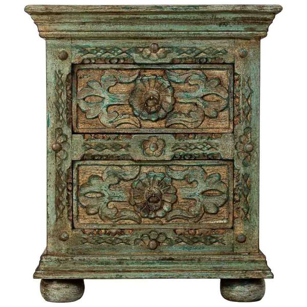 Nachttisch Dalian Grün - Massivholz - 50 x 60 x 40 cm
