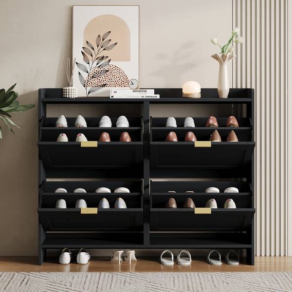 Schuhkipper HeSun Ⅲ Schwarz - Holzwerkstoff - 110 x 90 x 24 cm