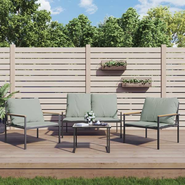 4-tlg. Garten-Lounge-Set XT2459 Grau - Kunststoff