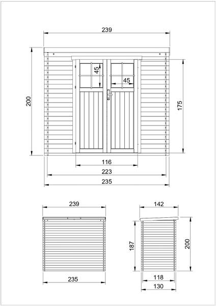 Gartenhaus M310F Beige - Fichte - 235 x 200 x 130 cm