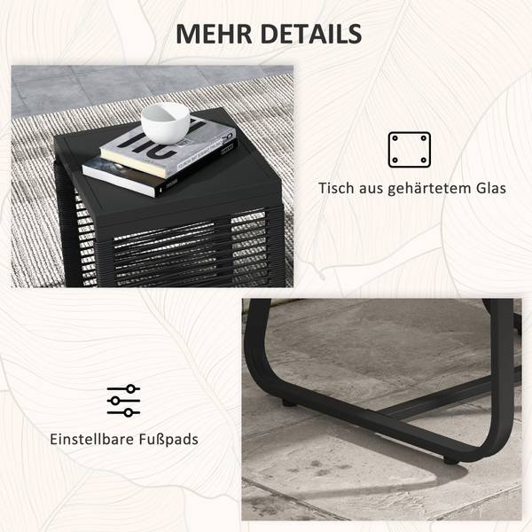 Rattan bistroset 863-140V00BK zwart - polyrotan - 53 x 77 x 57 cm