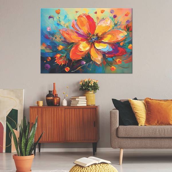 Canvas schilderij Bloemen 90 x 60 cm