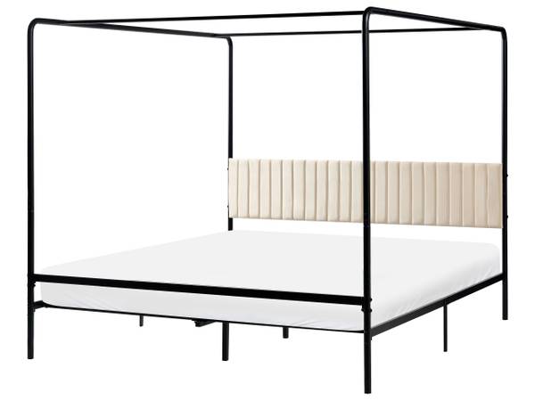 Lit à baldaquin MIRABEAU Beige - Noir - Métal - 186 x 170 x 207 cm