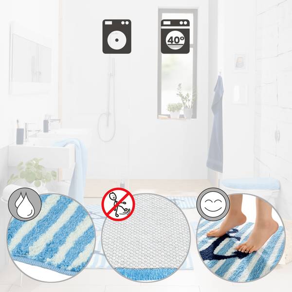 Badematte 148548-S21 Blau - Textil - 80 x 20 x 80 cm