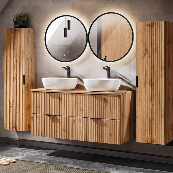 Badmöbel-Set ADELAIDE-56-156 5er-Set Braun - Holzwerkstoff - 220 x 200 x 47 cm