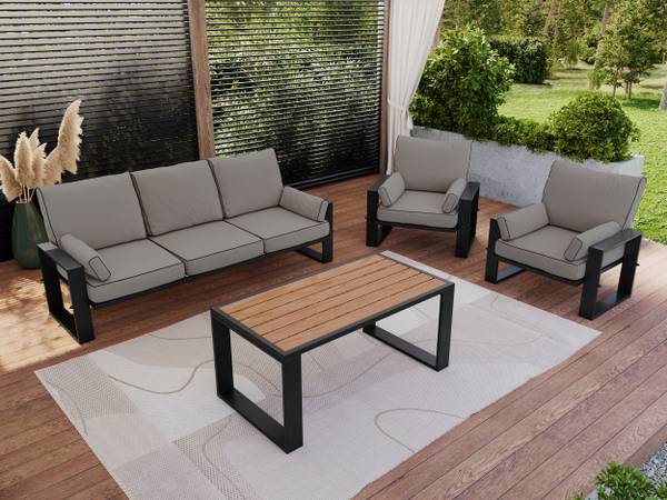 Gartenmöbel-Set ELBA Schwarz - Grau
