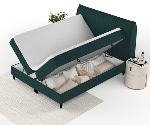 Boxspringbett Melba Grün - Liegefläche Länge: 160 cm