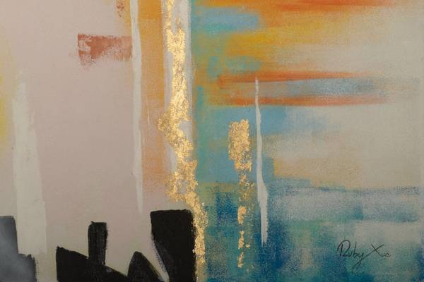 Acrylbild Handgemalt Nonfigurativ Gor Baumwollstoff - 80 x 80 x 4 cm