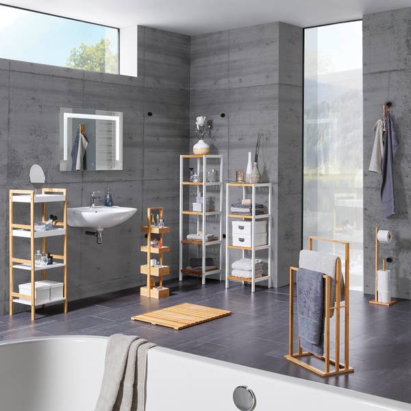 Toilettenpapierhalter ANNI Beige - Holz teilmassiv - 19 x 71 x 19 cm