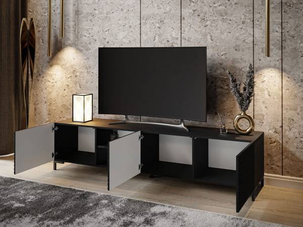 TV-Schrank GEORGIA II Hochglanz Schwarz - Schwarz