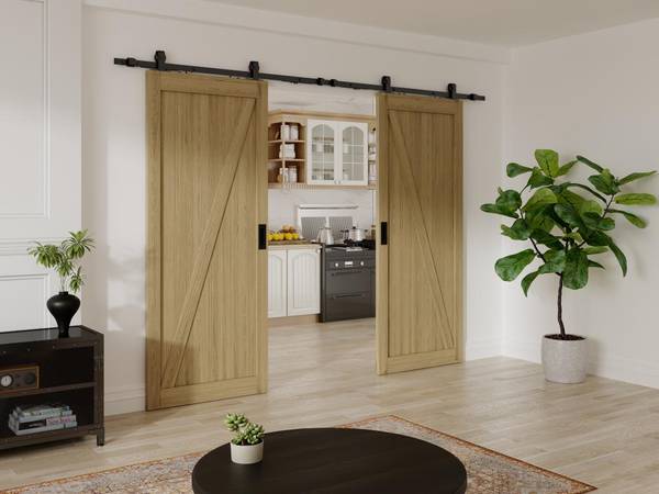 Schiebetür BALERMA Beige - Holz teilmassiv - 4 x 205 x 63 cm