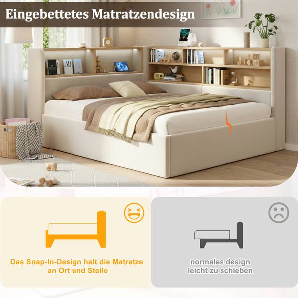 Einzelbett K-1621 Beige - 160 x 215 cm