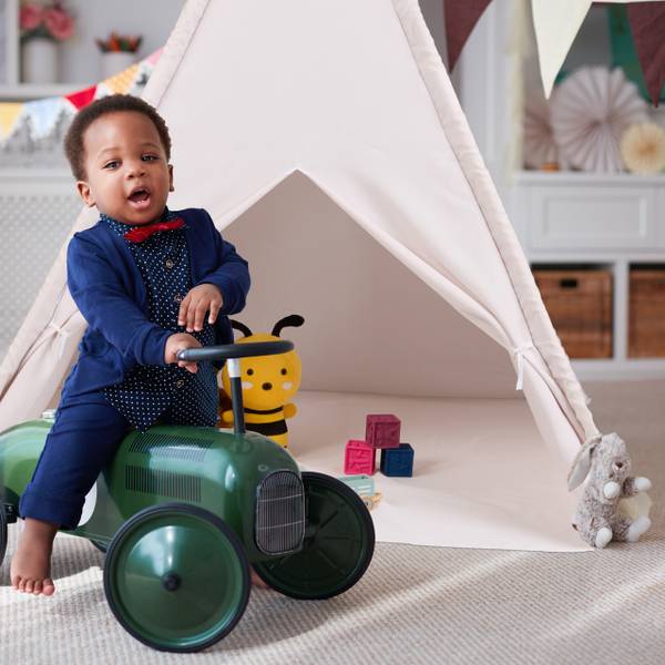 Tipi Spielzelt mit Bodenmatte Beige - Braun - Polyester - 125 x 158 x 125 cm